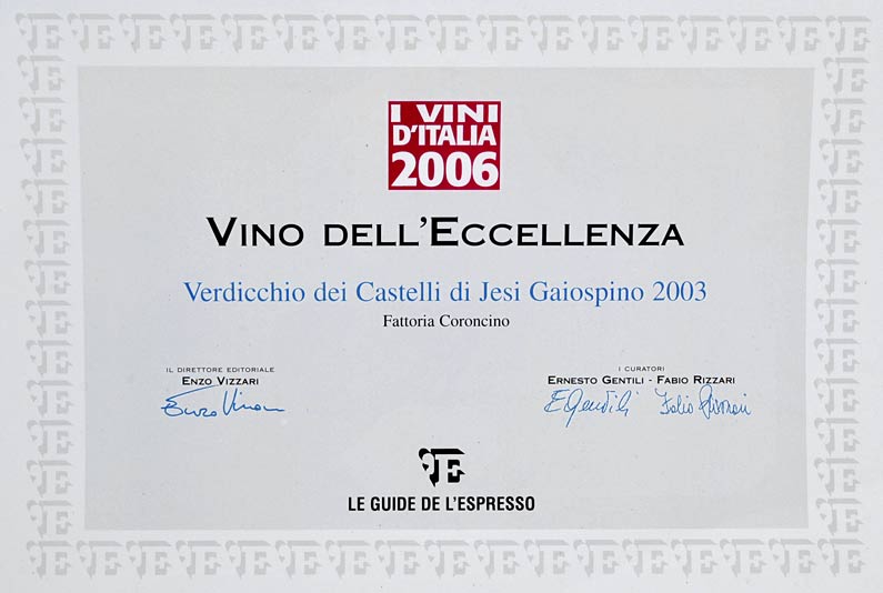 Gaiospino 2003: Vino d'eccellenza ne 'I Vini d'Italia 2006'